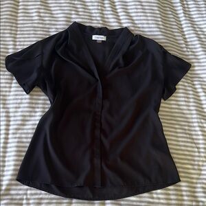 Calvin Klein flutter sleeve black lightweight blouse